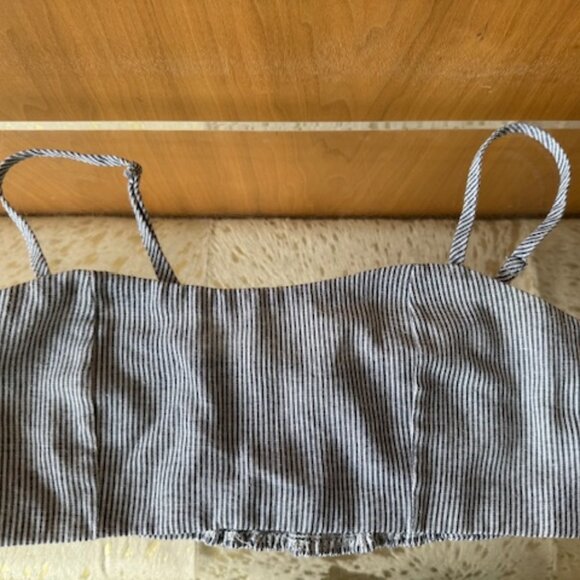 Pre-Loved Brandy Melville Grey Striped Bustier - Size S - Picture 1 of 3